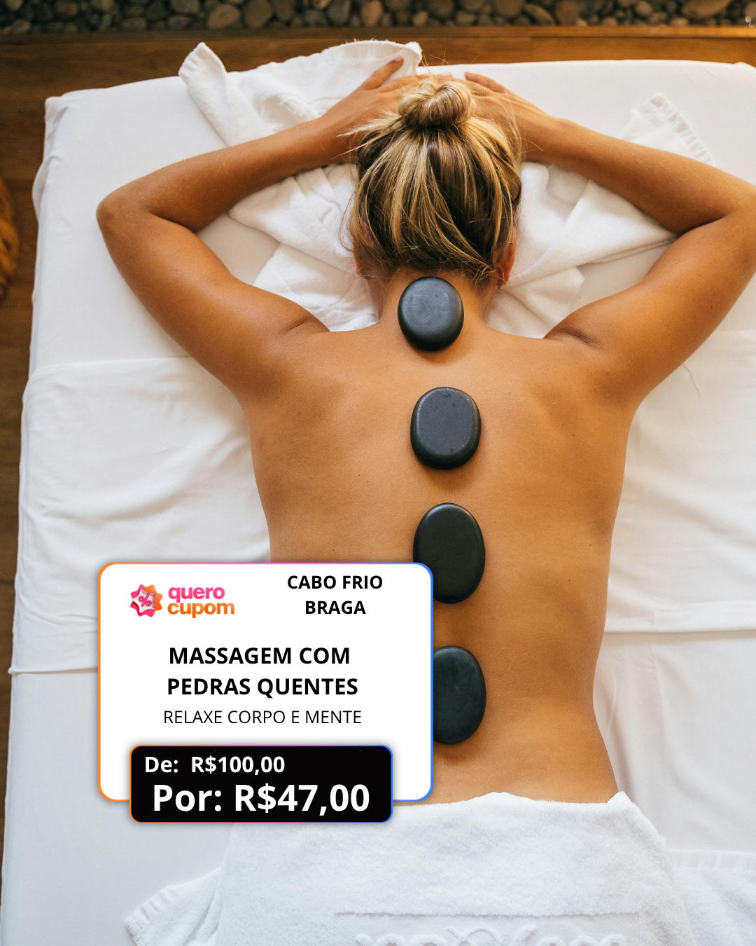 MASSAGEM RELAXANTE CORPO TODO COM PEDRAS QUENTES 40m - RELAXE CORPO E MENTE