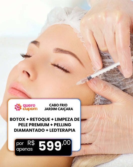 BOTOX + RETOQUE + LIMPEZA DE PELE PREMIUM + PELLING DIAMANTADO + LEDTERAPIA