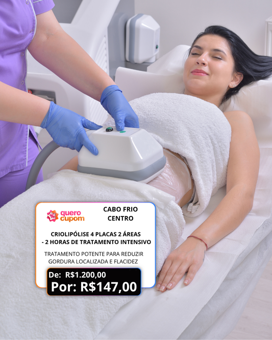 CRIOLIPÓLISE 4 PLACAS 2 ÁREAS - 2 HORAS DE TRATAMENTO INTENSIVO